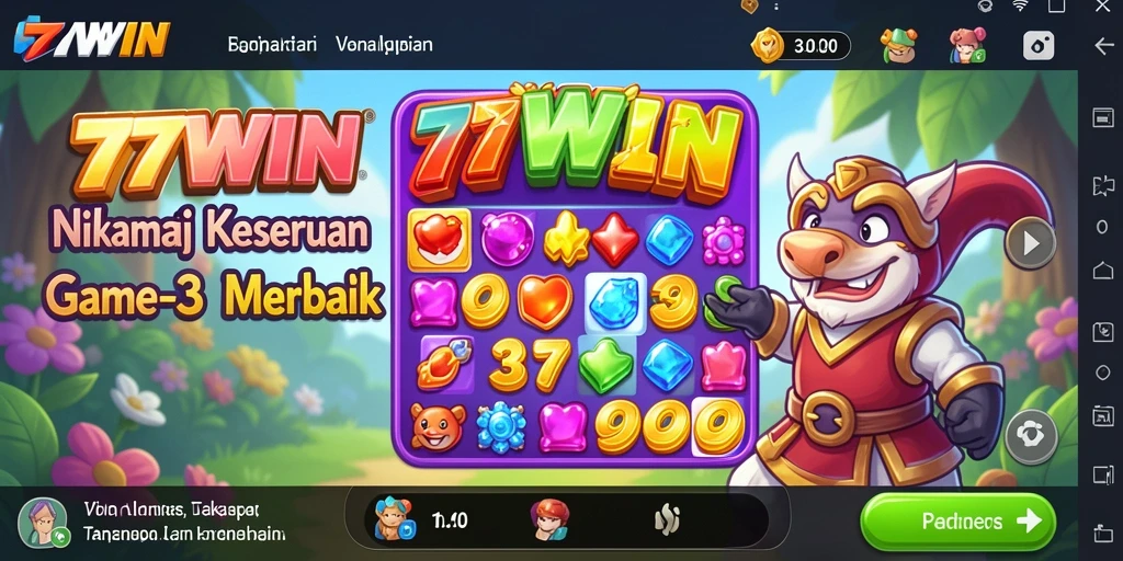 Screenshot gameplay 77WIN menampilkan aksi Match-3 yang seru dan menghibur.