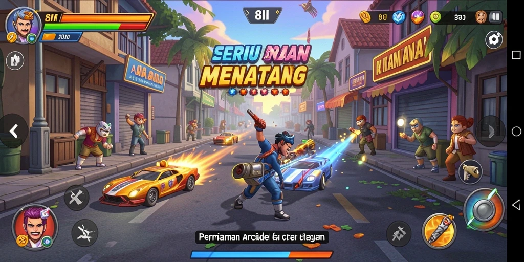 Screenshot utama 8II menampilkan gameplay arcade yang seru dan kompetitif.
