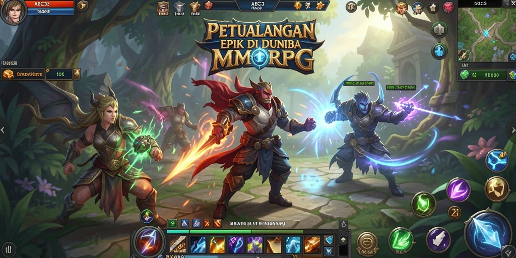 Screenshot gameplay dari ABC33 menampilkan petualangan epik di dunia fantasi.