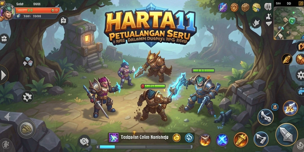 Screenshot gameplay HARTA11 yang menampilkan aksi seru dalam pertempuran RPG.