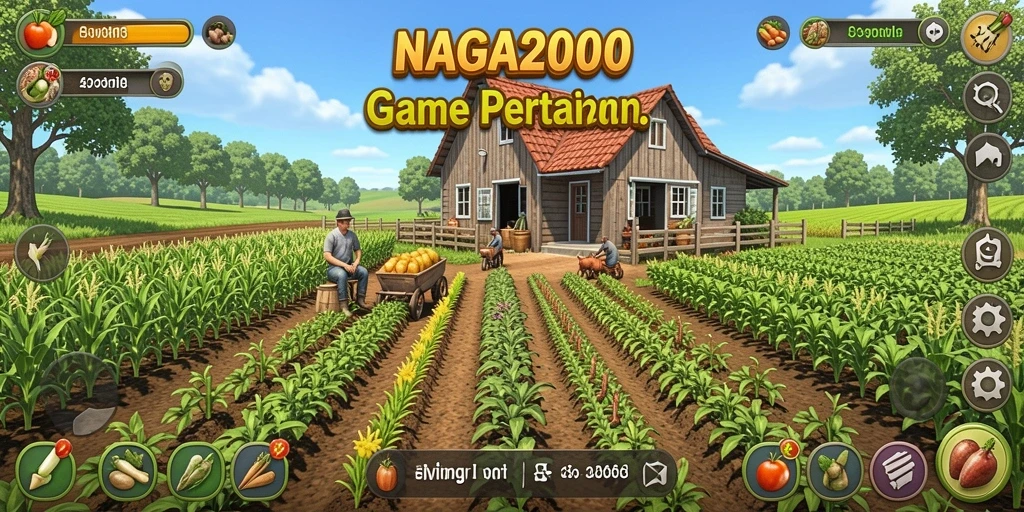 Tangkapan layar menampilkan aktivitas pertanian di NAGA2000 dengan suasana yang ceria.