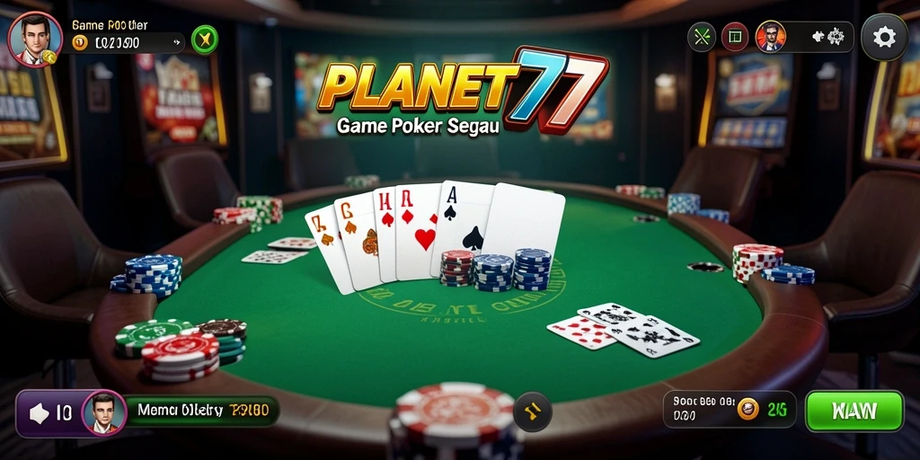 Tampilan gameplay Poker yang mendebarkan di PLANET77.