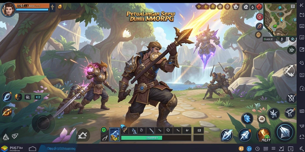 Tangkapan layar gameplay <strong>PSG77</strong> yang menunjukkan pertempuran epik dan dunia yang luas.