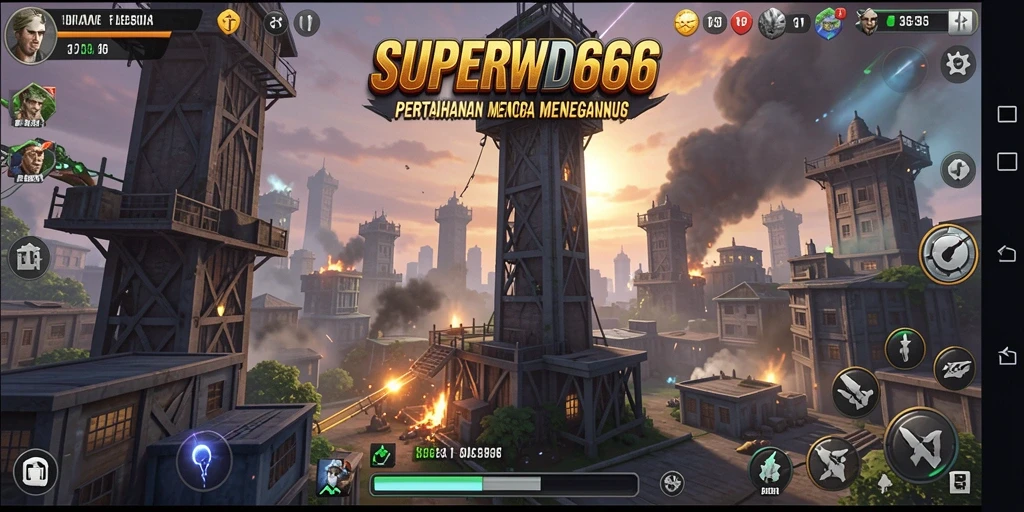 Tangkapan layar menampilkan gameplay SUPERWD666 yang mendebarkan di mana pemain mengatur pertahanan.